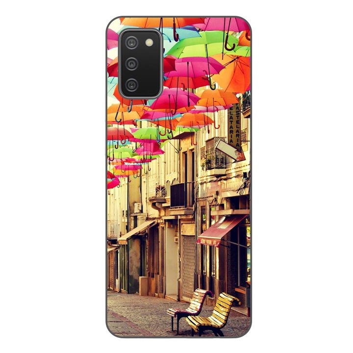 Husa compatibila cu Samsung Galaxy A03s Silicon Gel Tpu Model Strada Umbrele Colorate