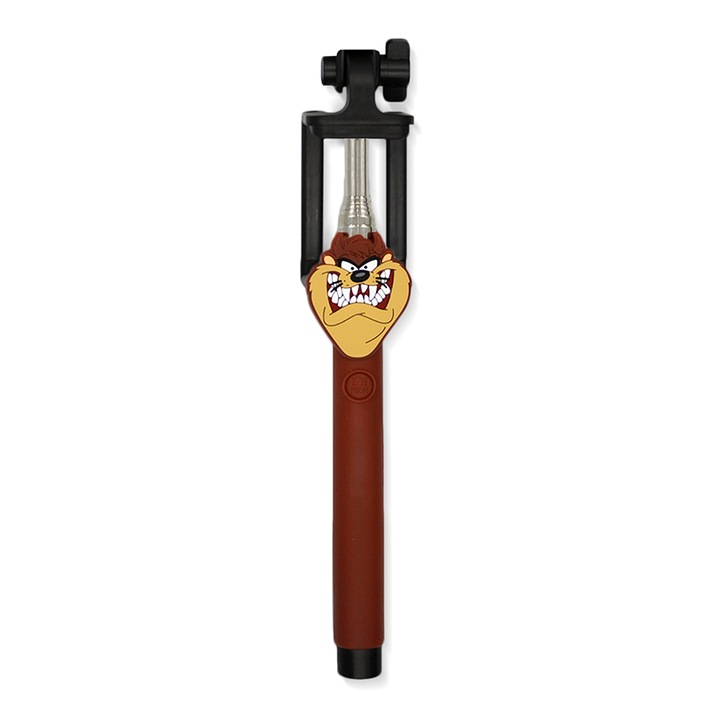 Selfie Stick cu mufa minijack de 3,5 mm Looney Tunes, model Tasmanian Devil 001 maro
