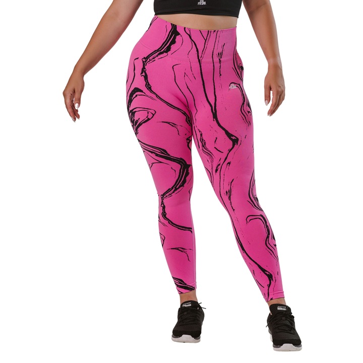 Фитнес клин Gym Freak Zebra Push Up, Висока талия, Черен/Розово