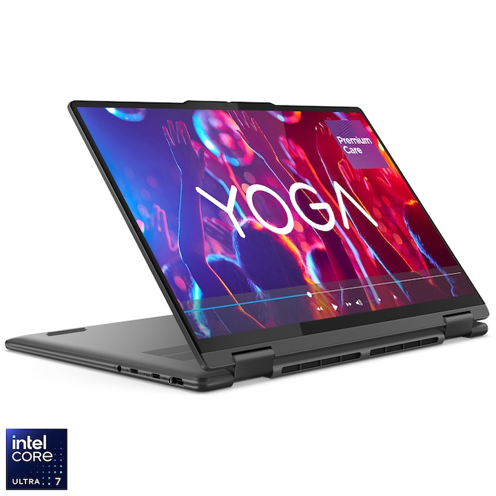 Laptop ultraportabil Lenovo Yoga 14IML9 cu procesor Intel® Core™ Ultra 7 155H pana la 4.8 GHz, 14", 2.8K, OLED, 120Hz, Touch, 16GB DDR5, 1TB SSD, Intel® Arc™ Graphics, Windows 11 Home, Storm Grey