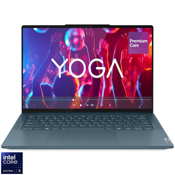 Laptop Lenovo Yoga Pro 7 14IMH9 cu procesor Intel® Core™ Ultra 5 125H pana la 4.5 GHz, 14.5", 3K, IPS, 120Hz, Touch, 32GB, 1TB SSD, Intel® Arc™ Graphics, No OS, Tidal Teal, 3y on-site, Premium Care