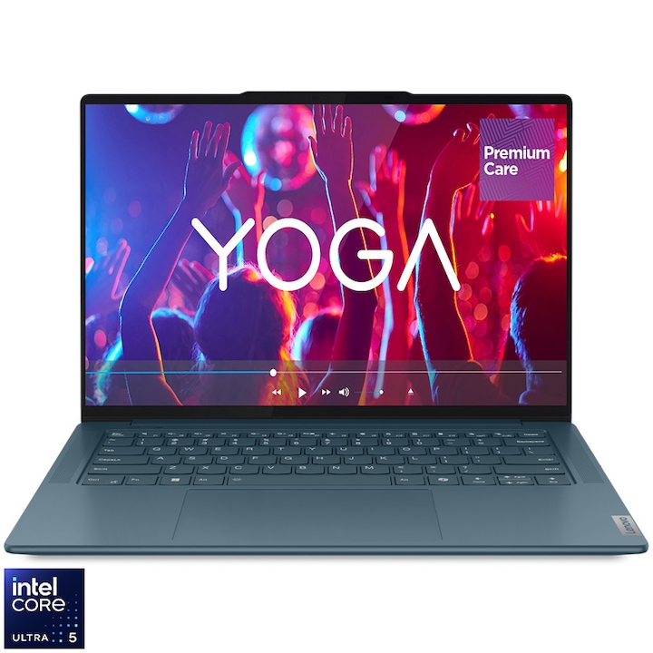 Laptop Lenovo Yoga Pro 7 14IMH9 cu procesor Intel® Core™ Ultra 5 125H pana la 4.5 GHz, 14.5", 3K, IPS, 120Hz, Touch, 32GB, 1TB SSD, Intel® Arc™ Graphics, No OS, Tidal Teal