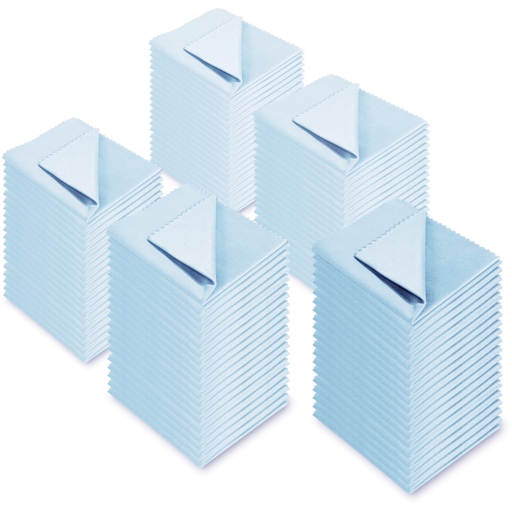 Set 100 lavete din microfibra, enkourakoko®, pentru ochelari, tableta, telefon, 15 cm * 18 cm, Albastru