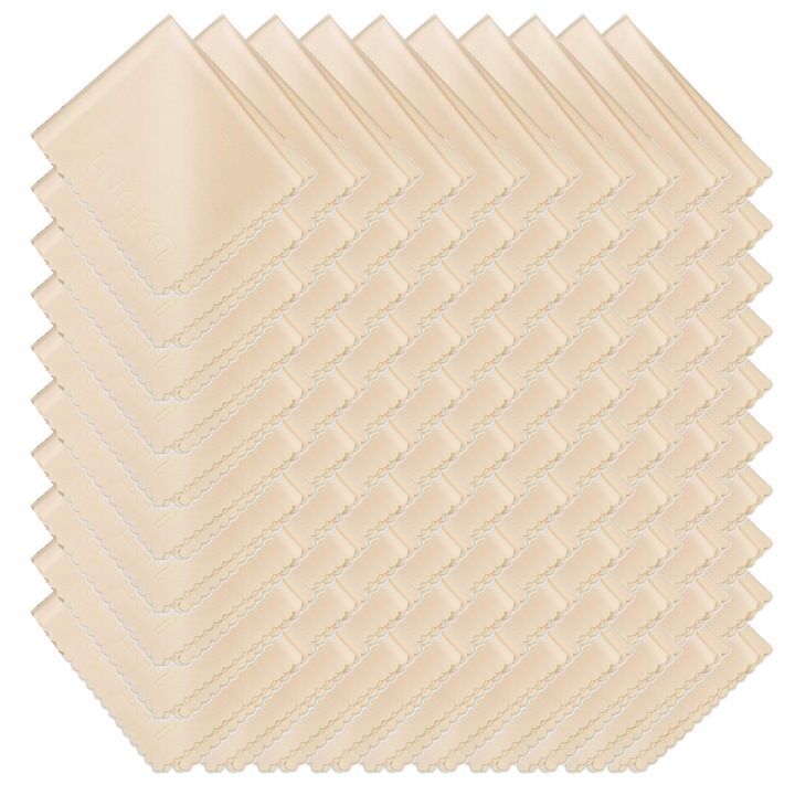 Set 100 lavete din microfibra, enkourakoko®, pentru ochelari, tableta, telefon, 15 cm * 18 cm, Bej