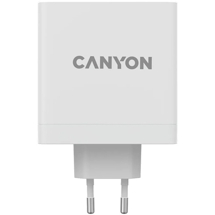 Incarcator retea Canyon H-140-01 GaN fast charging 140W, 1x USB-C port 140W, 1x USB-C port 100W, 1x USB-A port 30W, Alb