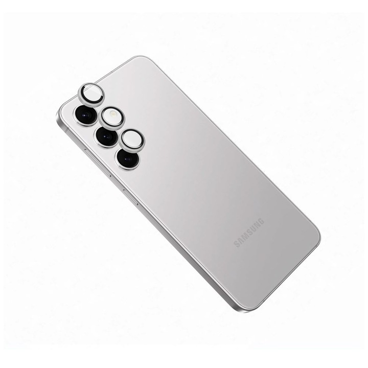 Fixed (FIXGC2-1263-SL) edzett üveg kamera lencsevédő a Samsung Galaxy A55 5G telefonhoz, ezüst keret, 100%-ban átlátszó