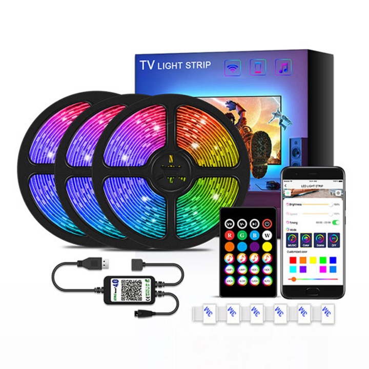Smart LED szalag szett TV-hez, 3M, USB BLUETOOTH 5V