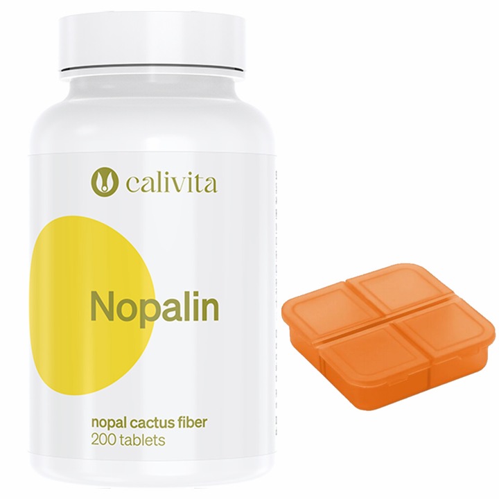 Set supliment alimentar si cutie pilule, CaliVita, recomandat in slabire, Nopalin 200 tablete