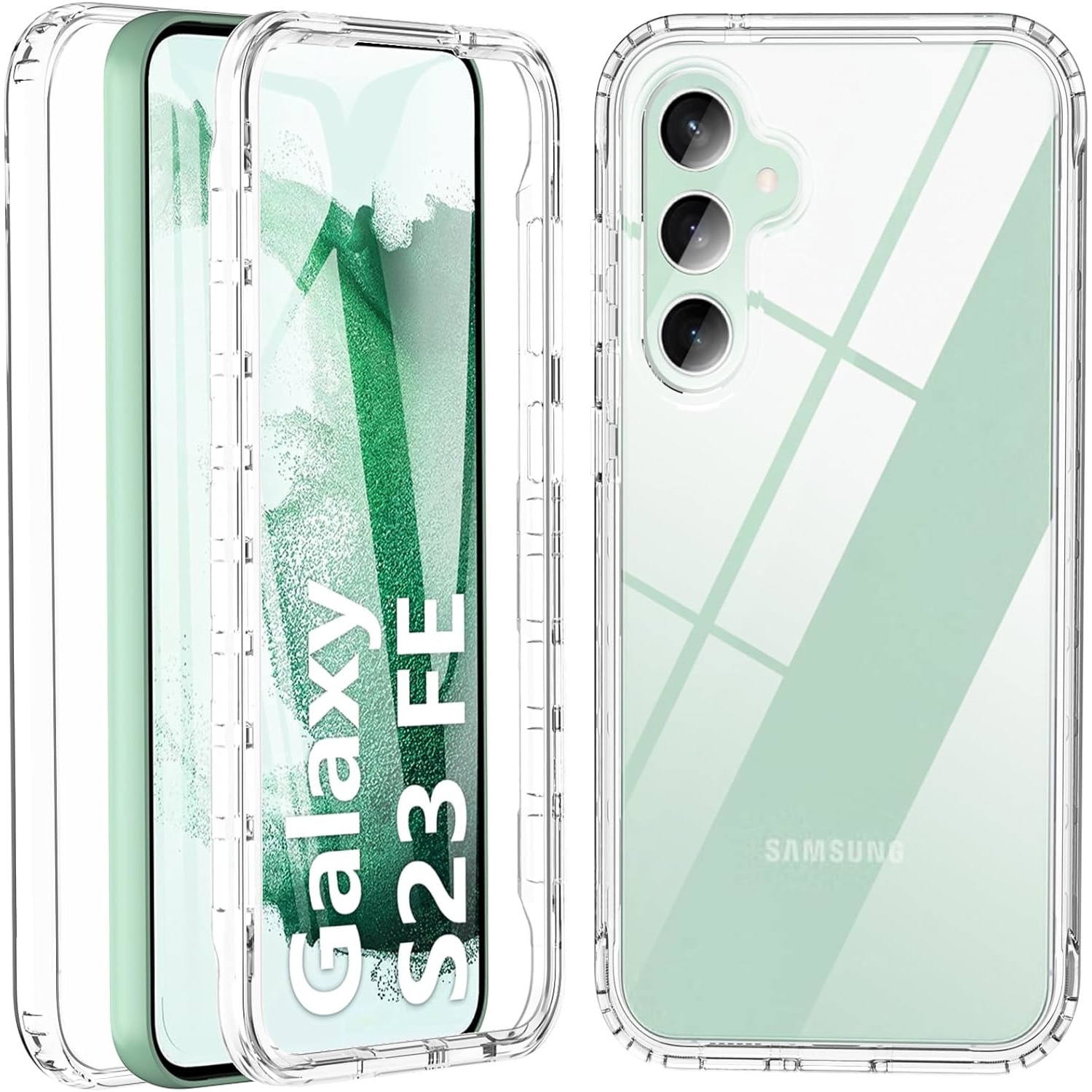 Husa 360 ALC Mobile, compatibila cu Samsung Galaxy S23 Fe, V2 Transparent fata+spate