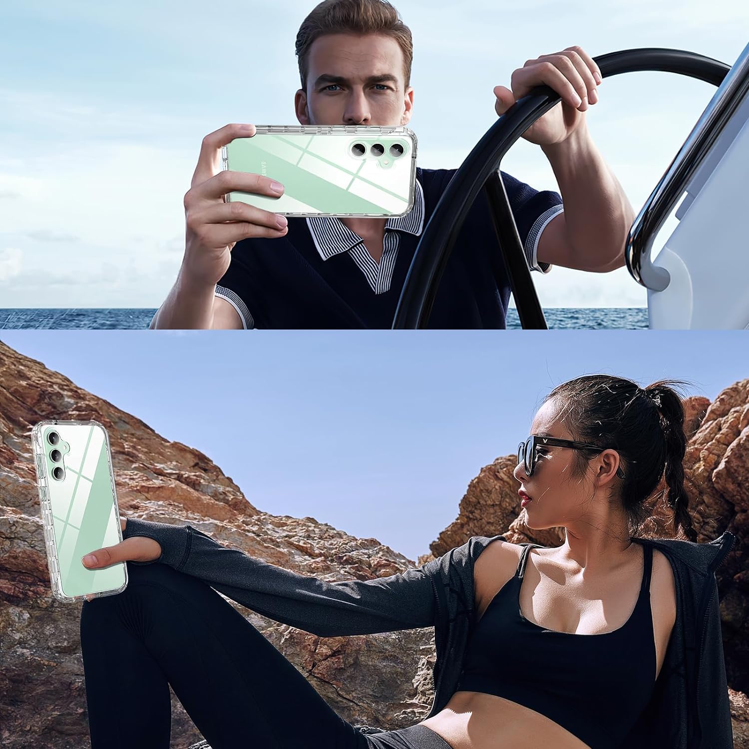 Husa 360 ALC Mobile, compatibila cu Samsung Galaxy S23 Fe, V2 Transparent fata+spate