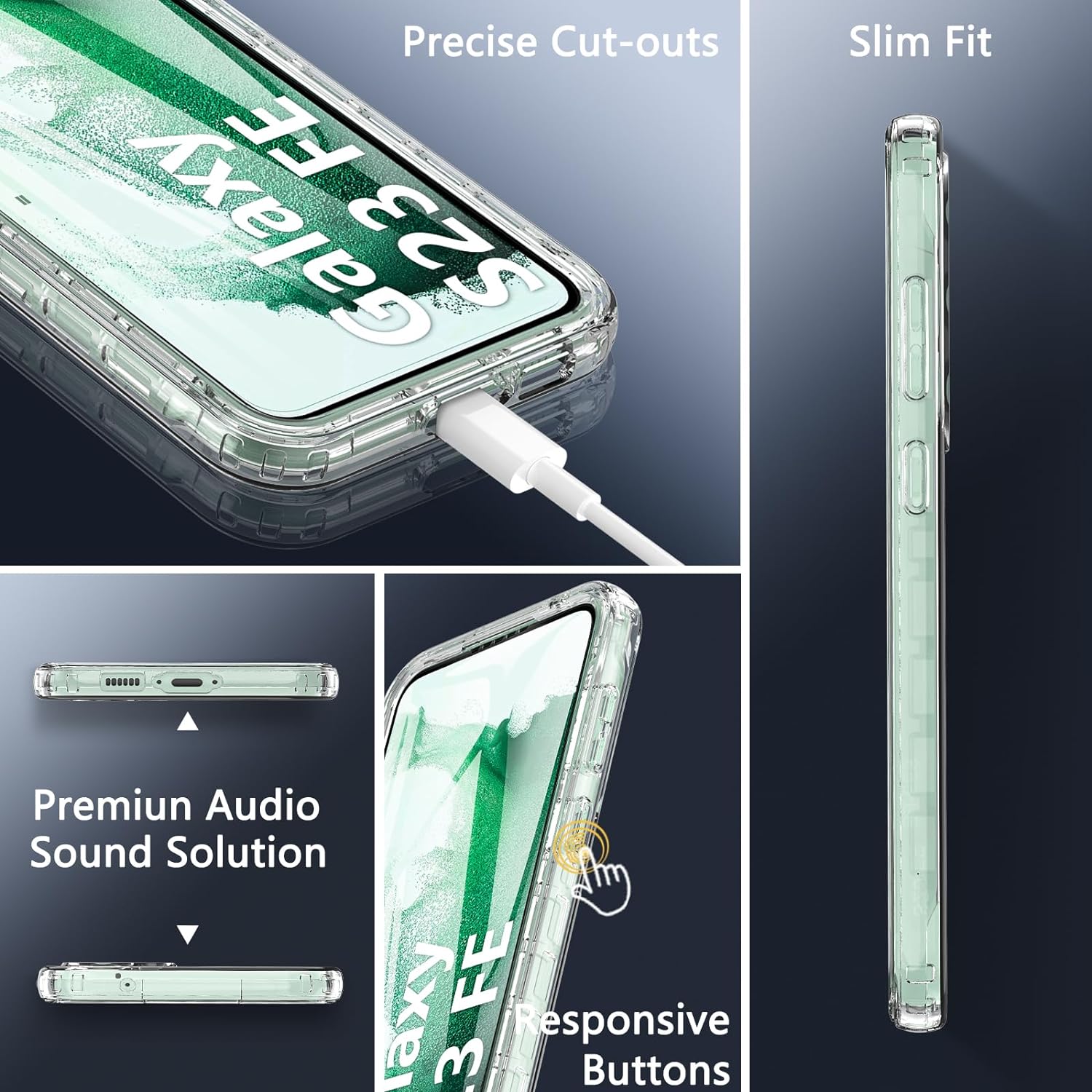 Husa 360 ALC Mobile, compatibila cu Samsung Galaxy S23 Fe, V2 Transparent fata+spate