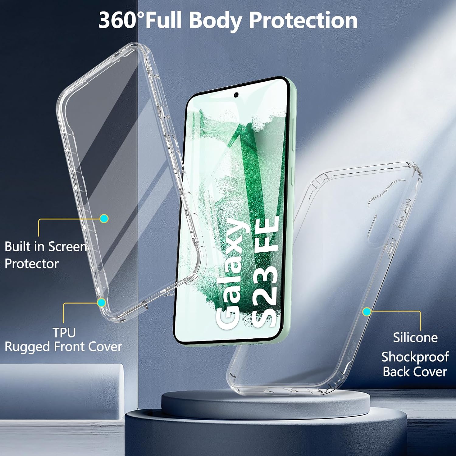 Husa 360 ALC Mobile, compatibila cu Samsung Galaxy S23 Fe, V2 Transparent fata+spate