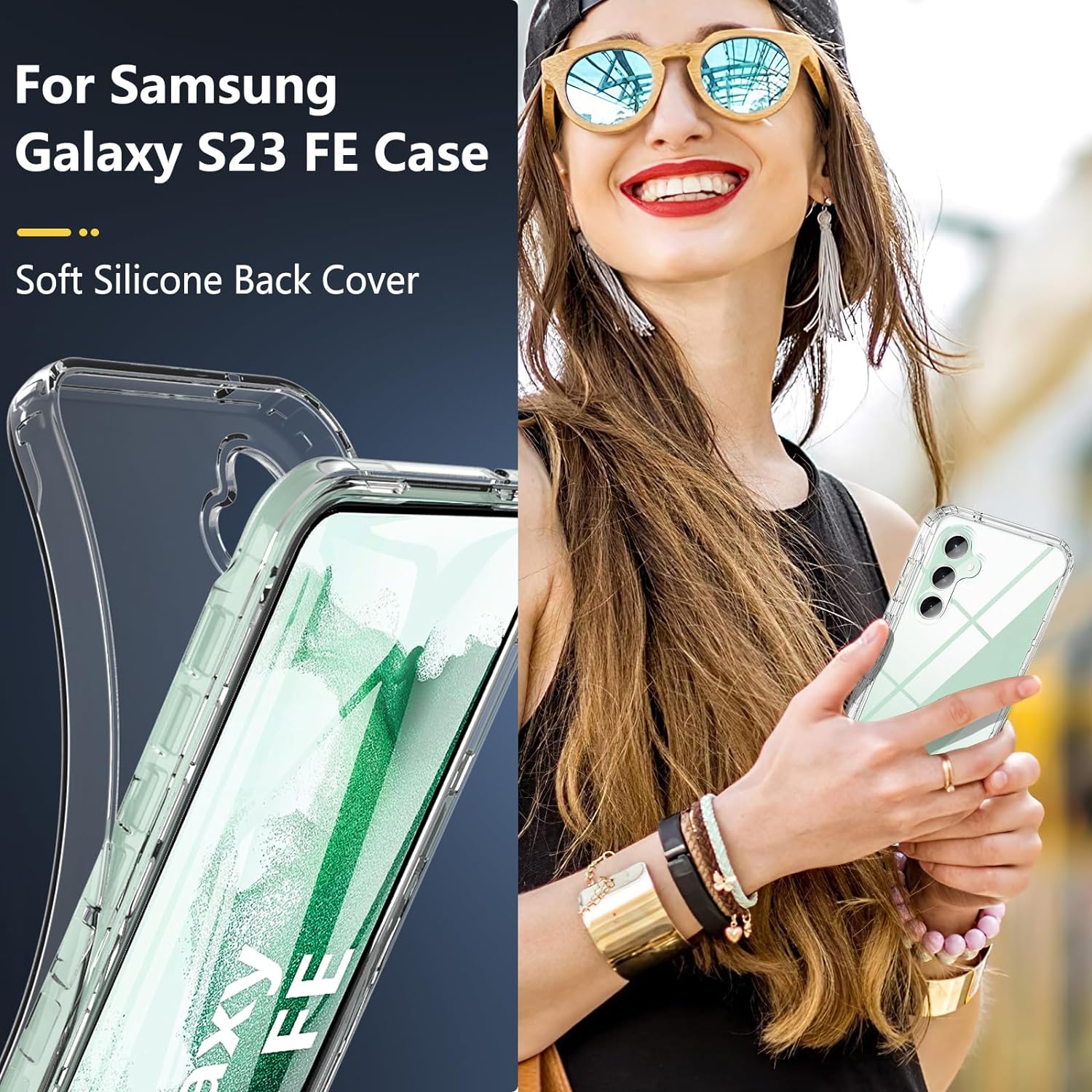 Husa 360 ALC Mobile, compatibila cu Samsung Galaxy S23 Fe, V2 Transparent fata+spate