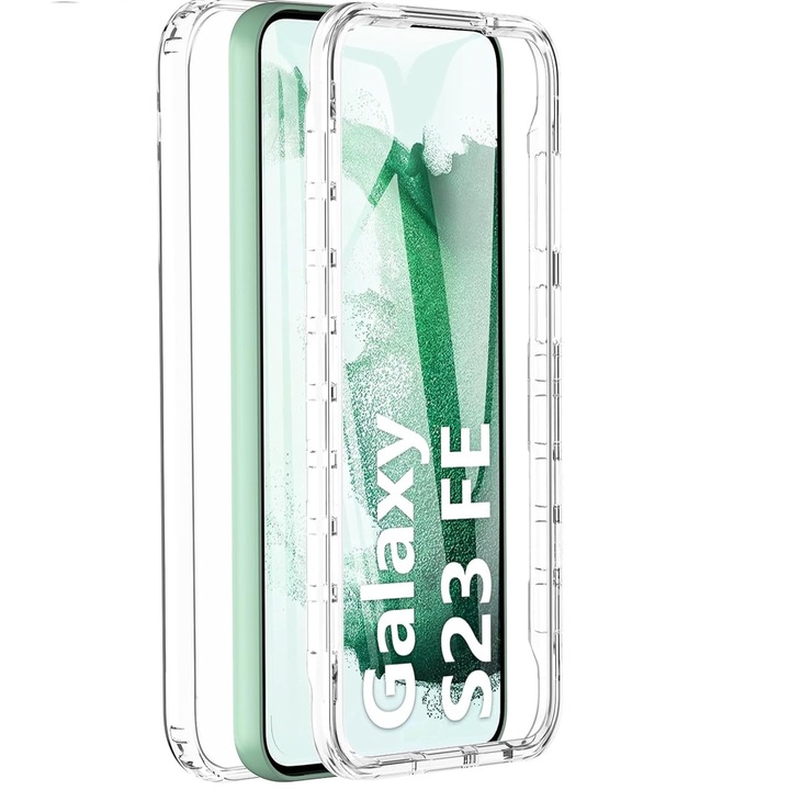 Husa 360 ALC Mobile, compatibila cu Samsung Galaxy S23 Fe, V2 Transparent fata+spate