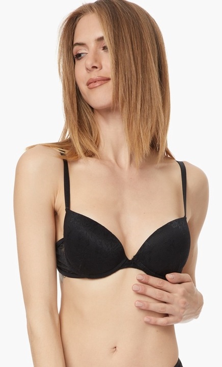 Sutien Minerva Gossip, Push Up, dantela, negru, Negru, 70B
