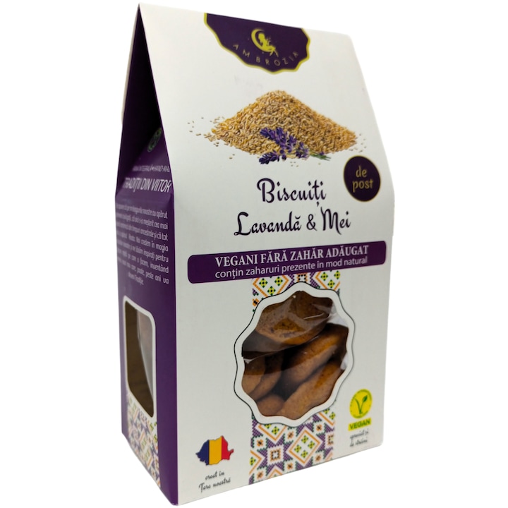 Kézzel készített egész vegán "Lavender & Mei" süti, tönköllyel, cseresznyével és ribizlivel, cukor nélkül, adalékanyag nélkül, 130g, Ambrozia