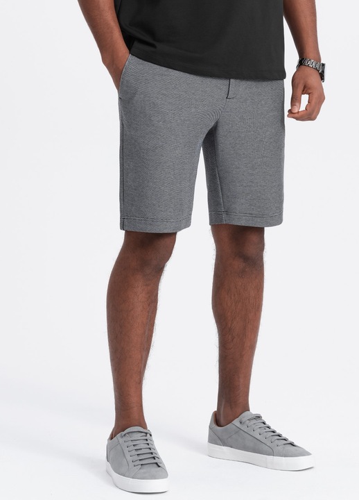 Férfi rövidnadrág OMBRE OM-SRSK-0127, Sportos, Zsebekkel, Fekete metál