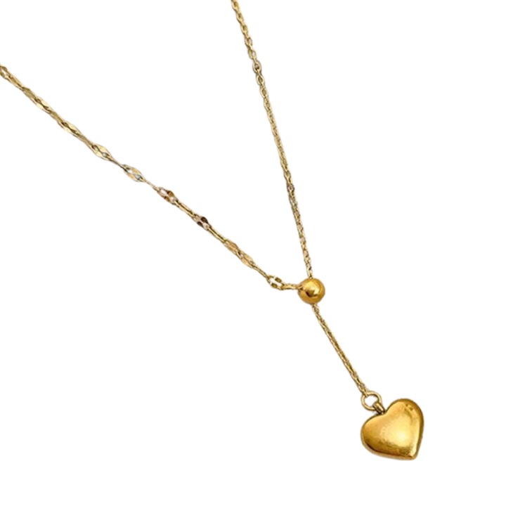 Colier dama Fiarra® cu lant, otel inoxidabil 316L, placat cu aur 18 k, pandativ inima, calitate premium