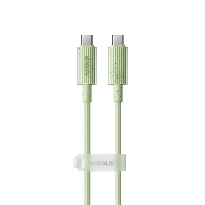 Cablu Type-C la USB-C, Super Fast Charge, 100W, 480Mbps, 1m, Baseus Habitat Series (P10360202631-00), Natural Green