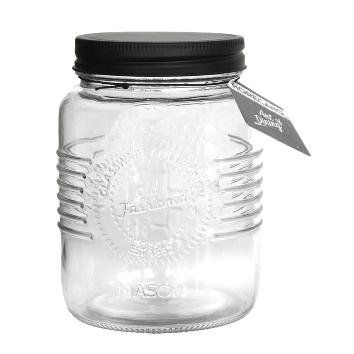 Буркан OLD FASHIONED, Метална, Винтова капачка, Черен, 1L