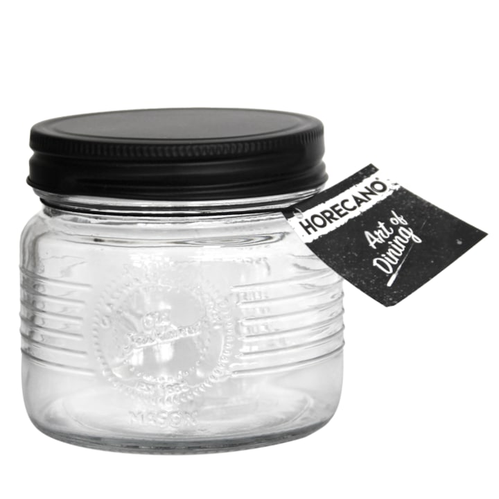 Буркан OLD FASHIONED, Метална, Винтова капачка, Черен, 500ml, Нисък