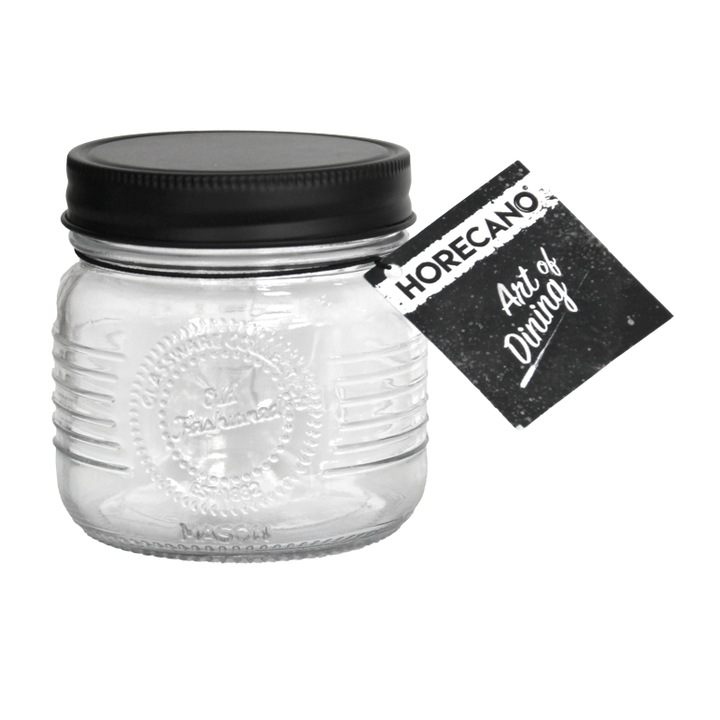 Буркан OLD FASHIONED, Метална, Винтова капачка, Черен, 250ml