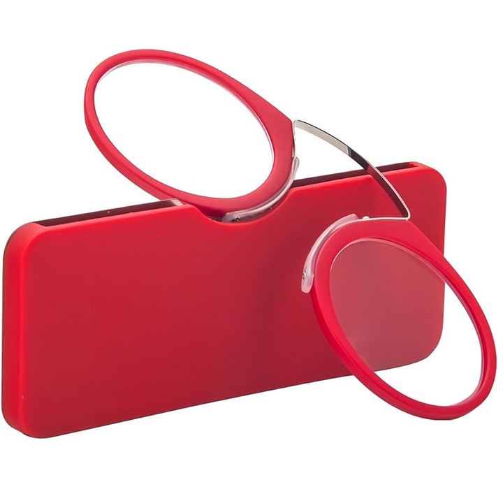 Ochelari de lectura, Etui, Policarbonat, Metal/Policarbonat, Rosu, +3.0