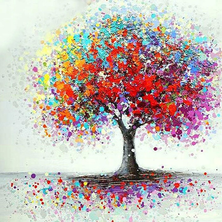 Set broderie cu diamante, Model-Copac, 30x30, Multicolor