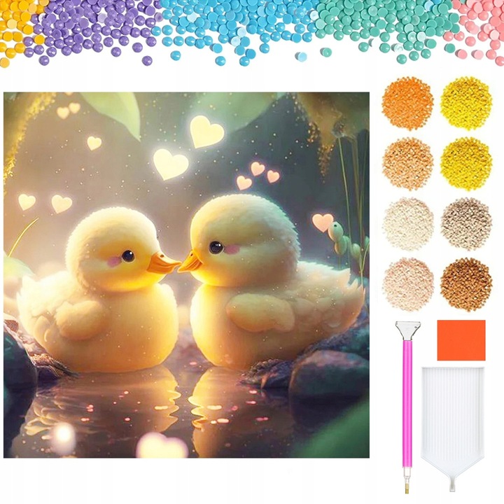 Set broderie cu diamante, 30 x 30 cm, multicolor