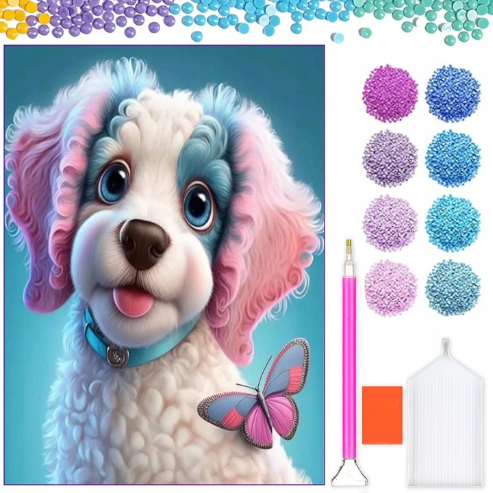 Set broderie cu diamante, Model-Caine, 30x40, Multicolor