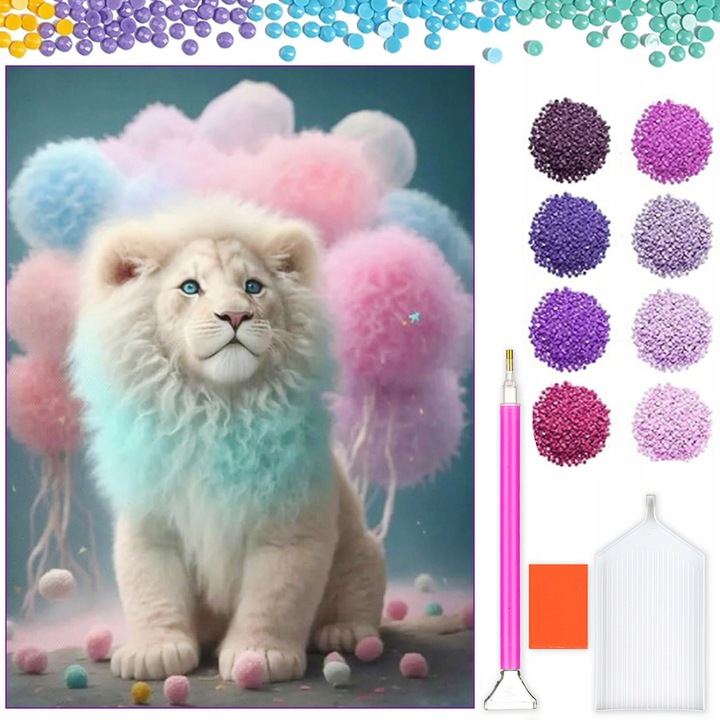 Set broderie cu diamante, Model-Leu, 30x40, Multicolor