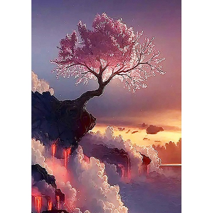 Set broderie cu diamante, Model Copac, 30x40cm, 6ani+, Multicolor