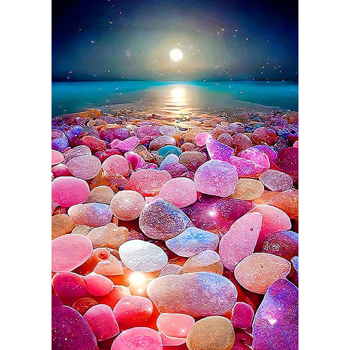 Set de broderie cu diamante, Model- Pietre stralucitoare, 30x40cm, Multicolor