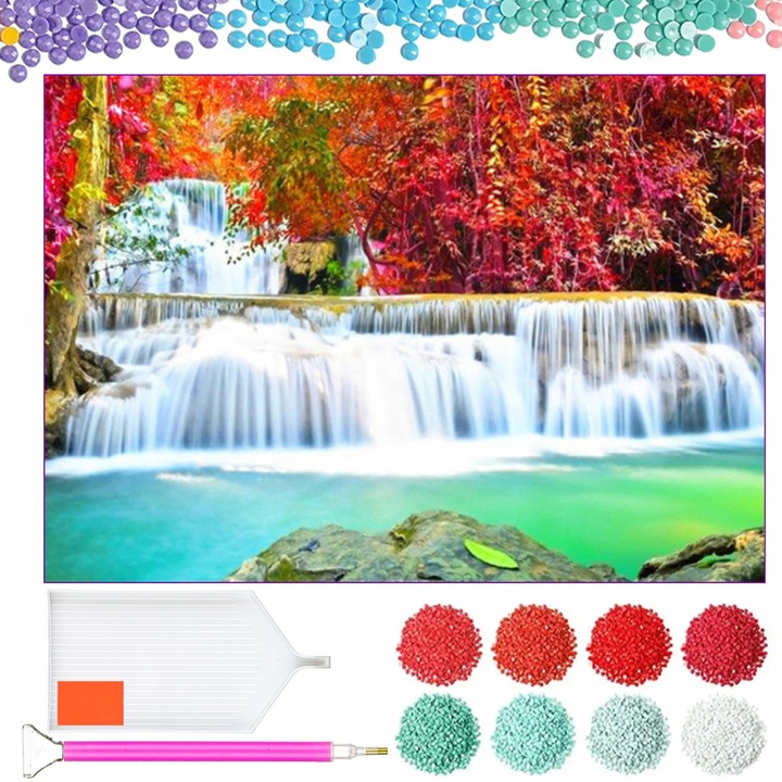 Set de broderie cu diamante, Model- Cascade, 30x40, Multicolor