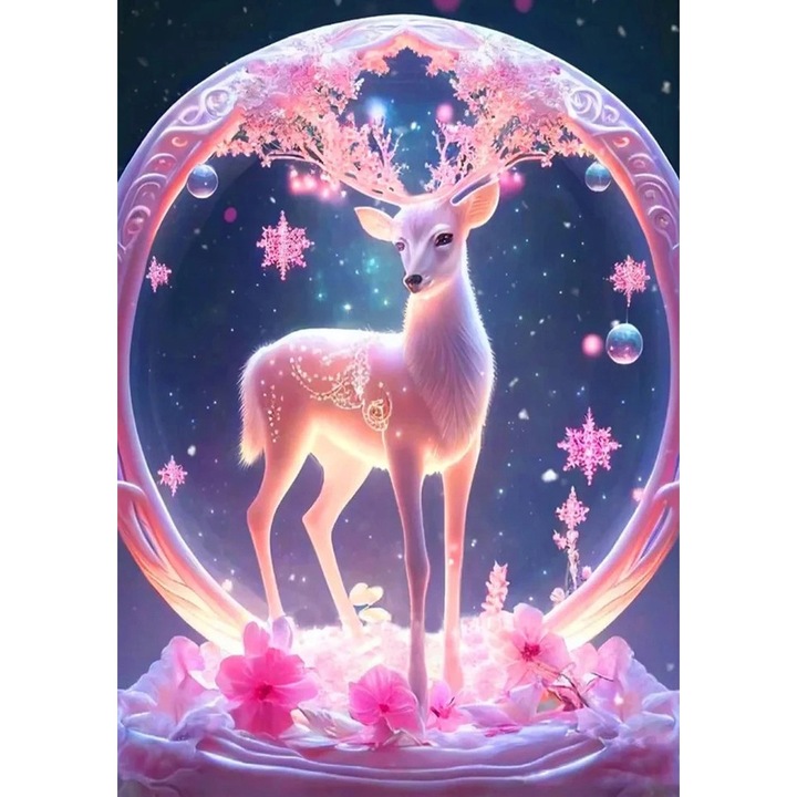 Set de broderie cu diamante, Model Cerb, 30x40, Multicolor