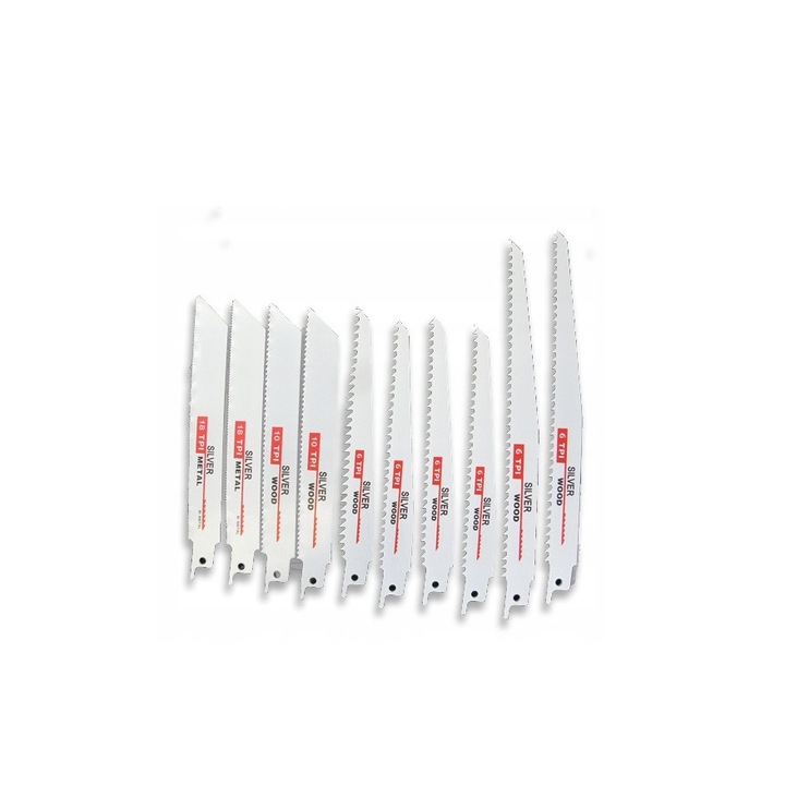 Set 10 panze fierastrau sabie Silver, pentru taiere lemn si metal, 1/2"