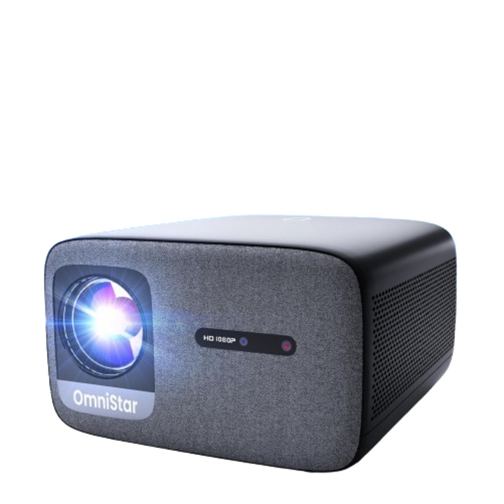 Видео проектор Casiris OmniStar L80, 1500 ANSI лумена, Full HD 1080P Bluetooth 5G WiFi, поддържа се 4K, автоматичен фокус/корекция на трапецовидното изкривяване, 30 W високоговорители, съвместим с iOS/Android/HDMI/USB/TV Stick