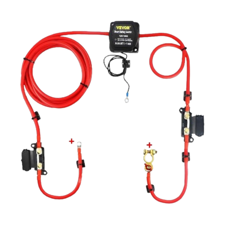 Kit Releu de Incarcare Divizata, Vevor, 12V, 140A, IP65, Baterie cu cablu de 2 metrii