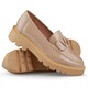 Pantofi loafers dama, piele lacuita, bej, 39 EU