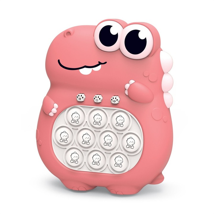 Consola de joc portabila, Interactiva, 4 moduri de joc, Model Dinozaur, Roz
