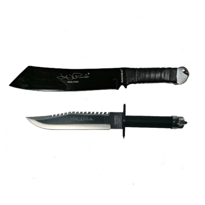 Set Cutit de vanatoare,40 cm si Maceta Rambo 56,5 cm, DEPOX®, Teaca inclusa