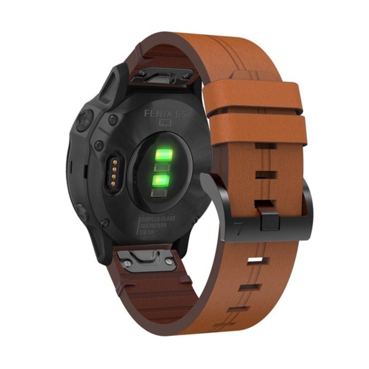 Curea de ceas, compatibilă, Garmin Epix Pro (Gen2) 42mm / Fenix 7S Pro Solar / Fenix 5S Plus Gigapack curea de rezervă (mărime personalizată, 20mm, aspect piele, conexiune quickfit) maro, ambalaj gigapack