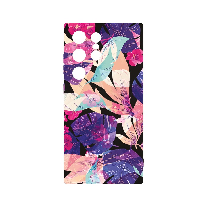 Husa BestCase® Premium Silicon, Compatibila Cu Samsung Galaxy S24 Ultra, Tropical Flowers, SLIM 1.2MM, Microfibra in interior, Antisoc, Protectie Camera, Margini ridicate pentru protectia ecranului, PB 71