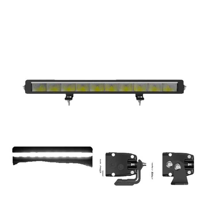 LED projektor terepjáróhoz, 22 hüvelykes, alumínium, IP68, fekete, szett