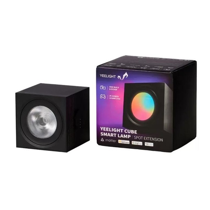 Kiterjesztés Yeelight Cube Smart Lamp LED asztali lámpa, Spot, 6,5 W, 2100 mAh, RGB világítás, vezeték nélküli fekete