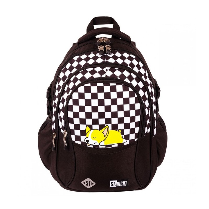 Ghiozdan clasele V-VIII, 4 compartimente, Majewski, Gama St. Right, Colectia Sleepy Corgi 2024, BP-01