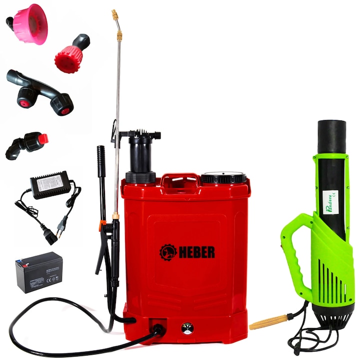 Set Pompa de stropit electrica si manual, HEBER, 16 litri cu atomizor electric portabil