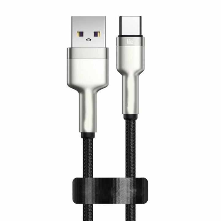 Cablu de incarcare si transfer date, USB A la USB Type-C, Cafule Series, 66W, Super Fast Charge, 6A, 0.25m lungime, Negru