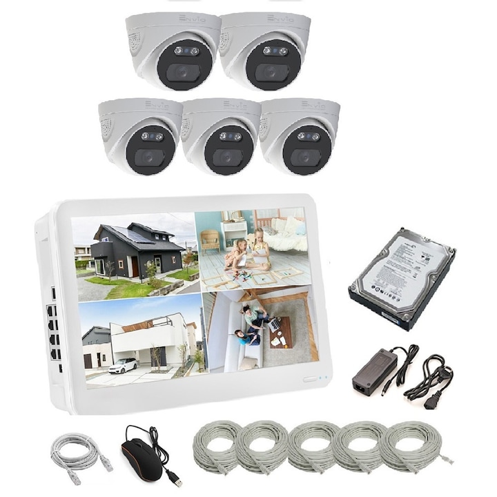 KIt 4 camere HDCVI bullet de exterior 2Megapixeli Dahua HAC-HFW1200R-VF + DVR 4 canale HDCVI Pentabrid Dahua XVR5104HS