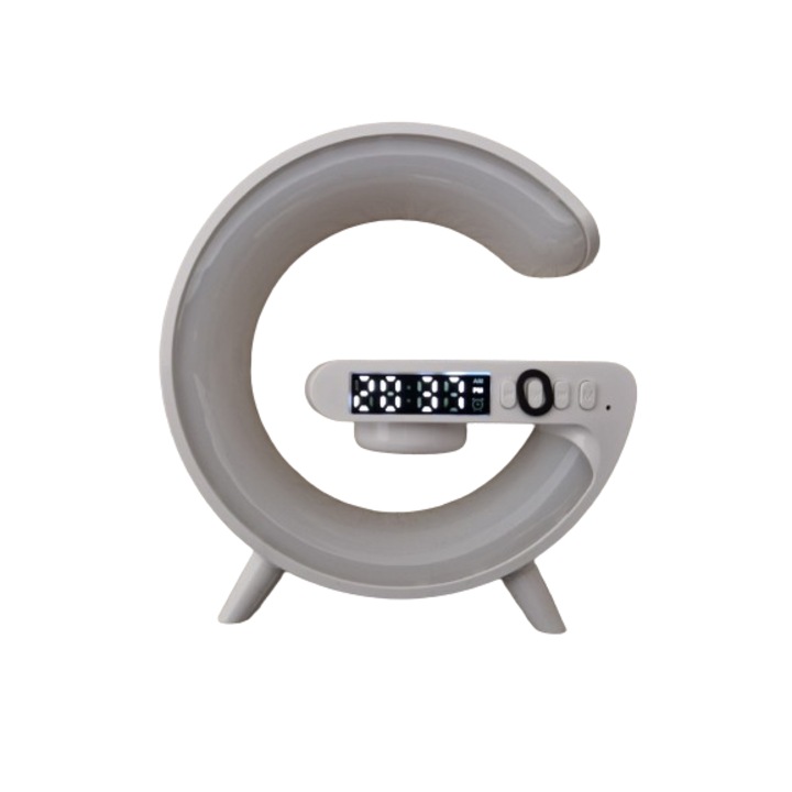 Lampa de veghe, bluetooth, incarcare wireless, ceas, alarma